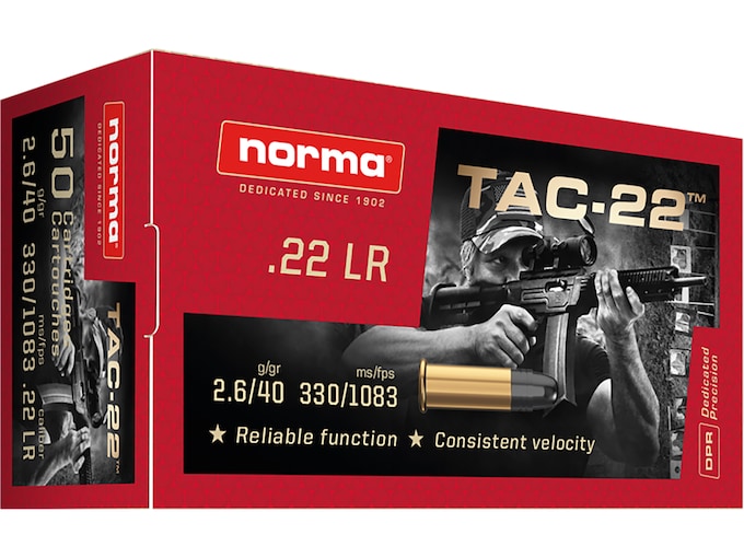Real Norma TAC-22 Ammunition 22LR 40 Grain Lead Round Nose