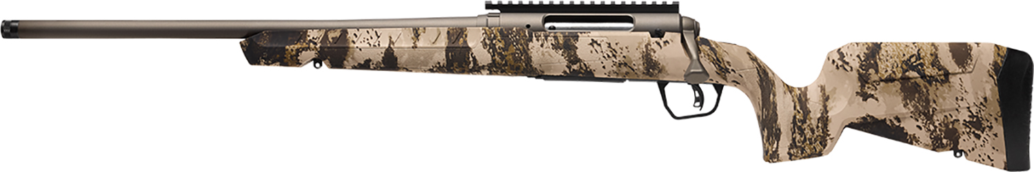 Savage Arms 32348 Axis 2 Pro Compact 308 Win 4+1 20″ Gun Metal Bronze Cerakote Heavy Sporter Threaded Barrel & Picatinny Rail Carbon Steel Receiver, Fixed Western Camo Synthetic Stock, Left Hand
